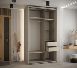 Dakota I Sliding Door Wardrobe 130cm - Cashmere 130cm - thumbnail 5