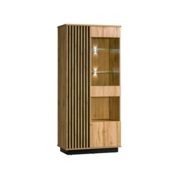 Lamelo LA3 Tall Display Cabinet 90cm - Oak Wotan 90cm