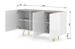 Space Sideboard Cabinet 160cm - White 160cm - thumbnail 3