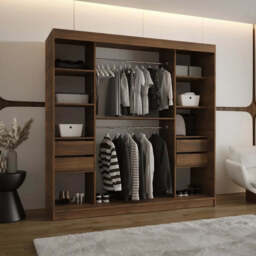 Rubino T Sliding Door Wardrobe 200cm - Oak Walnut 200cm - thumbnail 3