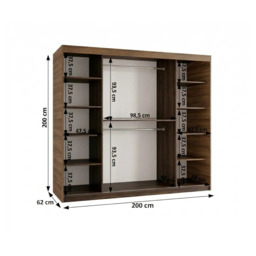Rubino T Sliding Door Wardrobe 200cm - Oak Walnut 200cm - thumbnail 5