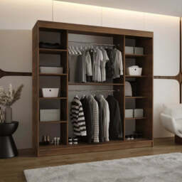 Rubino T Sliding Door Wardrobe 200cm - Oak Walnut 200cm - thumbnail 2