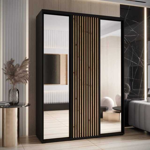 Sapporo II Sliding Door Wardrobe 170cm - Black 170cm - image 1
