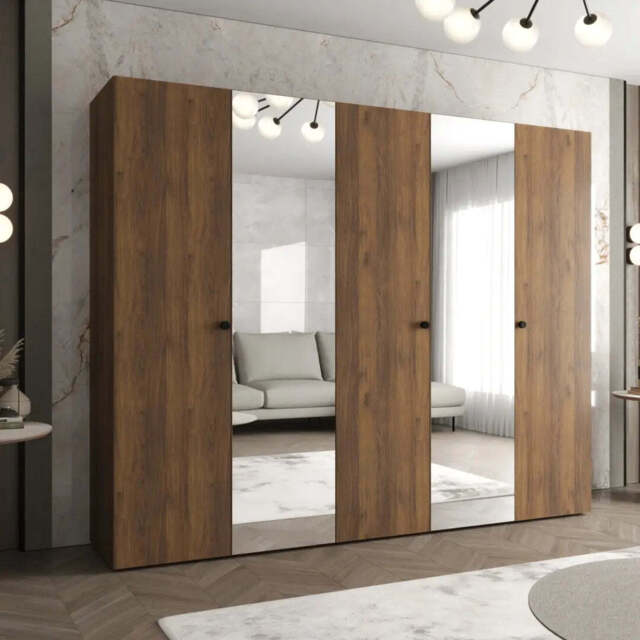 Parma II Hinged Door Wardrobe 250cm - Oak Walnut 250cm - image 1