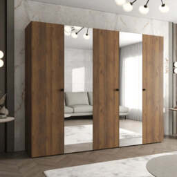 Parma II Hinged Door Wardrobe 250cm - Oak Walnut 250cm