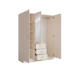 Konso Hinged Door Wardrobe 151cm - Beige 151cm - thumbnail 3