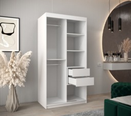 Uppsala T3 Sliding Door Wardrobe 100cm - White 100cm - thumbnail 3