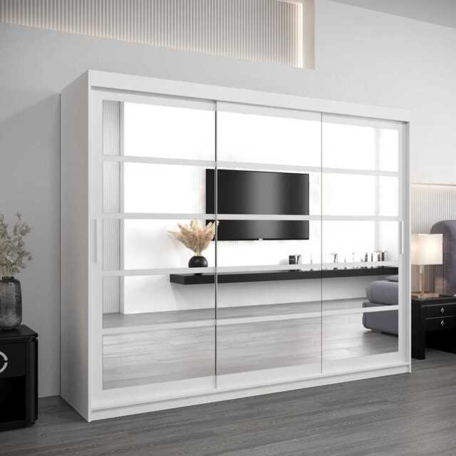 Roma II Sliding Door Wardrobe 250cm - White 250cm - image 1