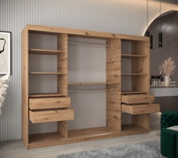 Roma II Sliding Door Wardrobe 250cm - White 250cm - thumbnail 5