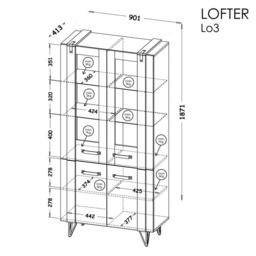 Lofter LO3 Display Cabinet 90cm - Oak Wotan 90cm - thumbnail 5