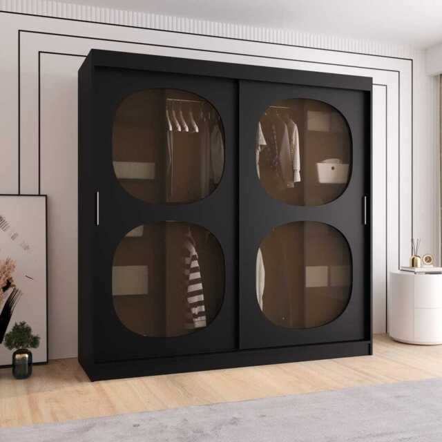 Bahrain II Sliding Door Wardrobe 200cm - Black 200cm - image 1