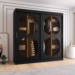 Bahrain II Sliding Door Wardrobe 200cm - Black 200cm - thumbnail 3