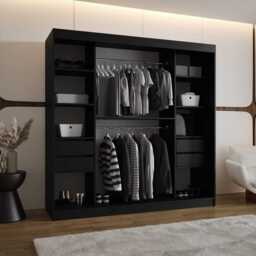 Bahrain II Sliding Door Wardrobe 200cm - Black 200cm - thumbnail 5