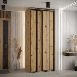 Cannes VI Sliding Door Wardrobe 100cm - Black 100cm - thumbnail 4