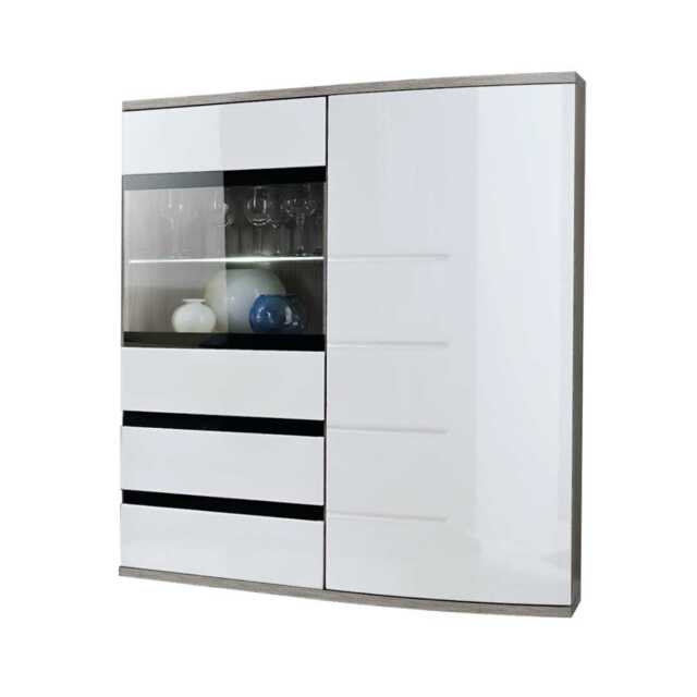 Ontario Display Cabinet 100cm - White Gloss 100cm - image 1