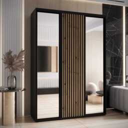 Sapporo II Sliding Door Wardrobe 180cm - Black 180cm - thumbnail 1