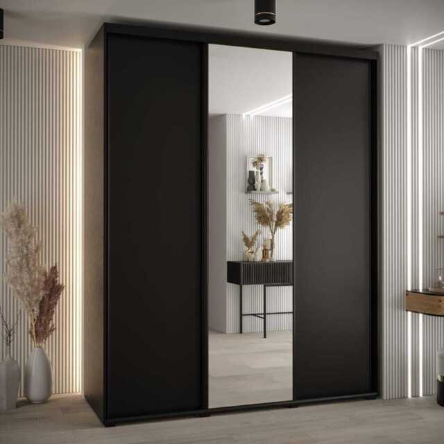 Cannes III Sliding Door Wardrobe 190cm - Black 190cm - image 1