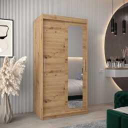 Uppsala T2 Sliding Door Wardrobe 100cm - Black 100cm - thumbnail 6