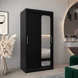 Uppsala T2 Sliding Door Wardrobe 100cm - Black 100cm