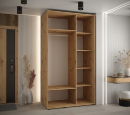 Cannes XI Sliding Door Wardrobe 140cm - Black 140cm - thumbnail 4