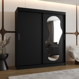 Ultra Sliding Door Wardrobe 180cm - Black 180cm - thumbnail 1