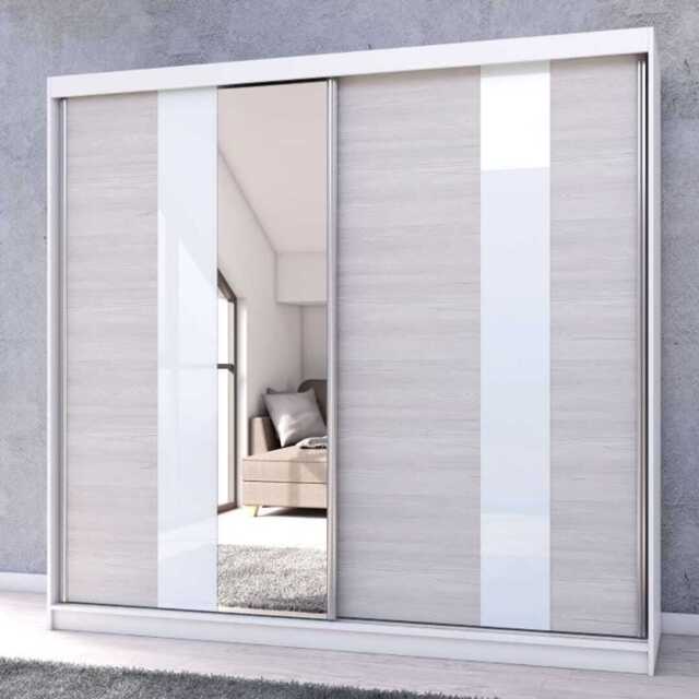 Multi 32 Sliding Mirror Door Wardrobe 233cm - White Matt 233cm - image 1