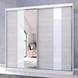Multi 32 Sliding Mirror Door Wardrobe 233cm - White Matt 233cm