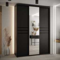 Cannes XI Sliding Door Wardrobe 180cm - Black 180cm - thumbnail 1