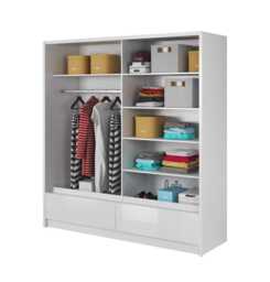 Aria I Sliding Door Wardrobe 204cm - White 204cm - thumbnail 3