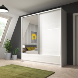 Aria I Sliding Door Wardrobe 204cm - White 204cm - thumbnail 2