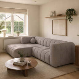 Corner Sofa Bed Fumo - Light Beige 264cm Right - thumbnail 2