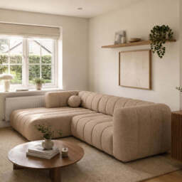 Corner Sofa Bed Fumo - Light Beige 264cm Right - thumbnail 4