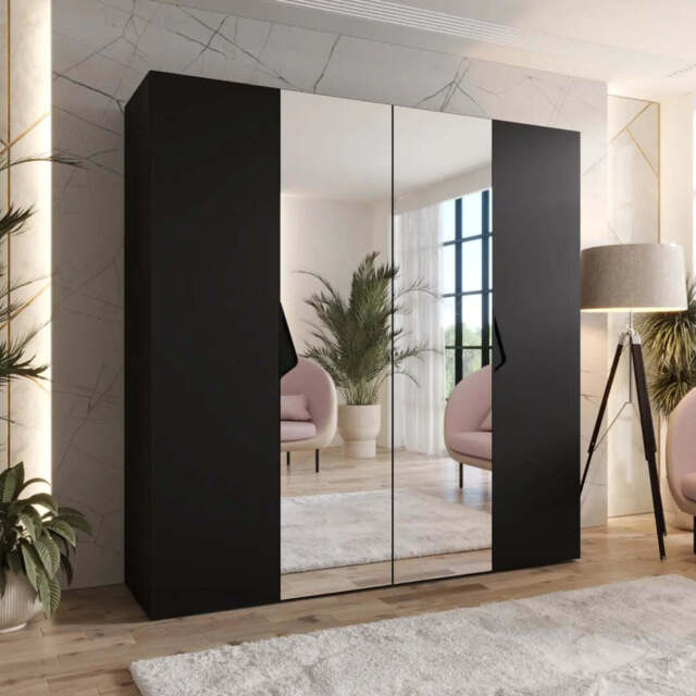 Sandi II Hinged Door Wardrobe 200cm - Black 200cm - image 1