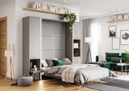 CP-02 Vertical Wall Bed Concept Pro 120cm with Storage Cabinet - Grey Matt 120 x 200cm 223cm - thumbnail 1