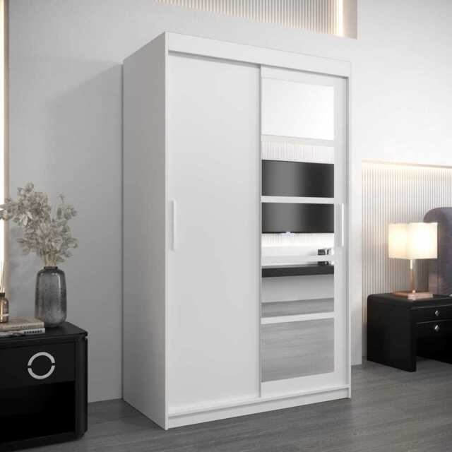 Roma I Sliding Door Wardrobe 120cm - White 120cm - image 1