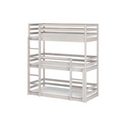 Wooden Triple Bunk Bed Ted - Without Mattresses White Matt - thumbnail 5