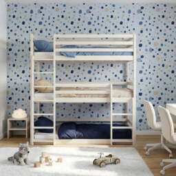 Wooden Triple Bunk Bed Ted - White Matt Without Mattresses - thumbnail 2