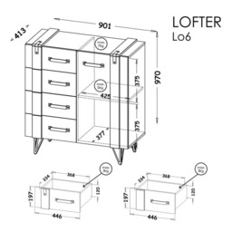 Lofter LO6 Sideboard Cabinet 90cm - Oak Wotan 90cm - thumbnail 5