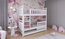 Wooden Bunk Bed Olivia With Trundle - White Without Mattresses - thumbnail 1
