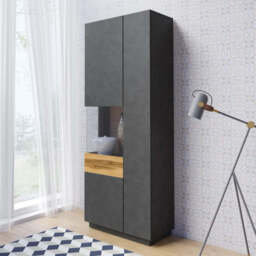 Silke 12 Tall Display Cabinet 80cm - Matera / Wotan Oak 80cm