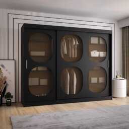 Bahrain II Sliding Door Wardrobe 250cm - Black 250cm - thumbnail 8