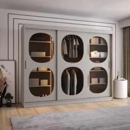 Bahrain II Sliding Door Wardrobe 250cm - Black 250cm - thumbnail 4