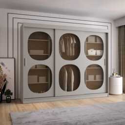 Bahrain II Sliding Door Wardrobe 250cm - Black 250cm - thumbnail 2