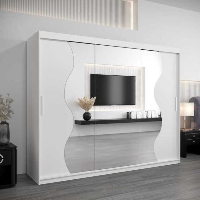 Madrid Sliding Door Wardrobe 250cm - White 250cm - image 1