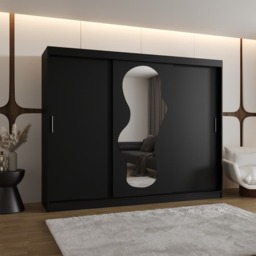 Ultra Sliding Door Wardrobe 250cm - Black 250cm - thumbnail 1