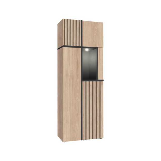 Cross Tall Display Cabinet 70cm - Oak Hickory 195cm - image 1
