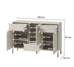 Harmony HR-06 Sideboard Cabinet 130cm - Cashmere 130cm - thumbnail 4