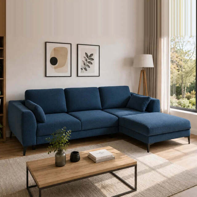 Corner Sofa Bed Imperia - Navy Blue 294cm Right - image 1