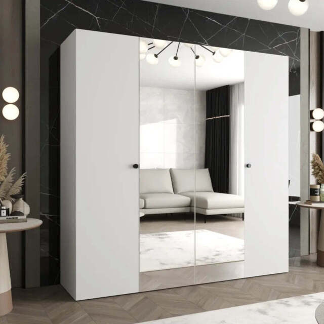 Parma II Hinged Door Wardrobe 200cm - White 200cm - image 1