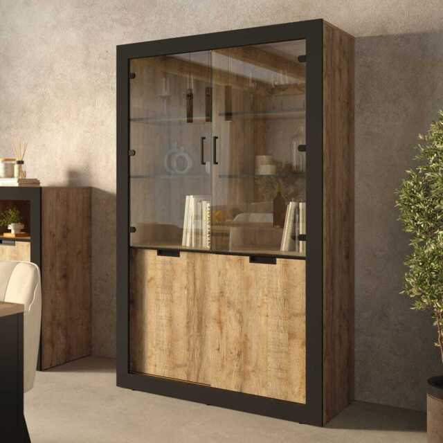 Tudor 12 Tall Display Cabinet 120cm - Oak Sandal 120cm - image 1